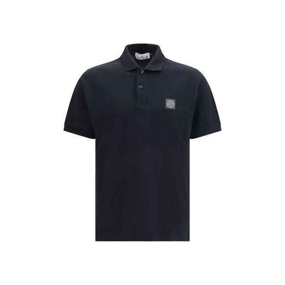 Stone Island Black Cotton Polo Men's Shirt
